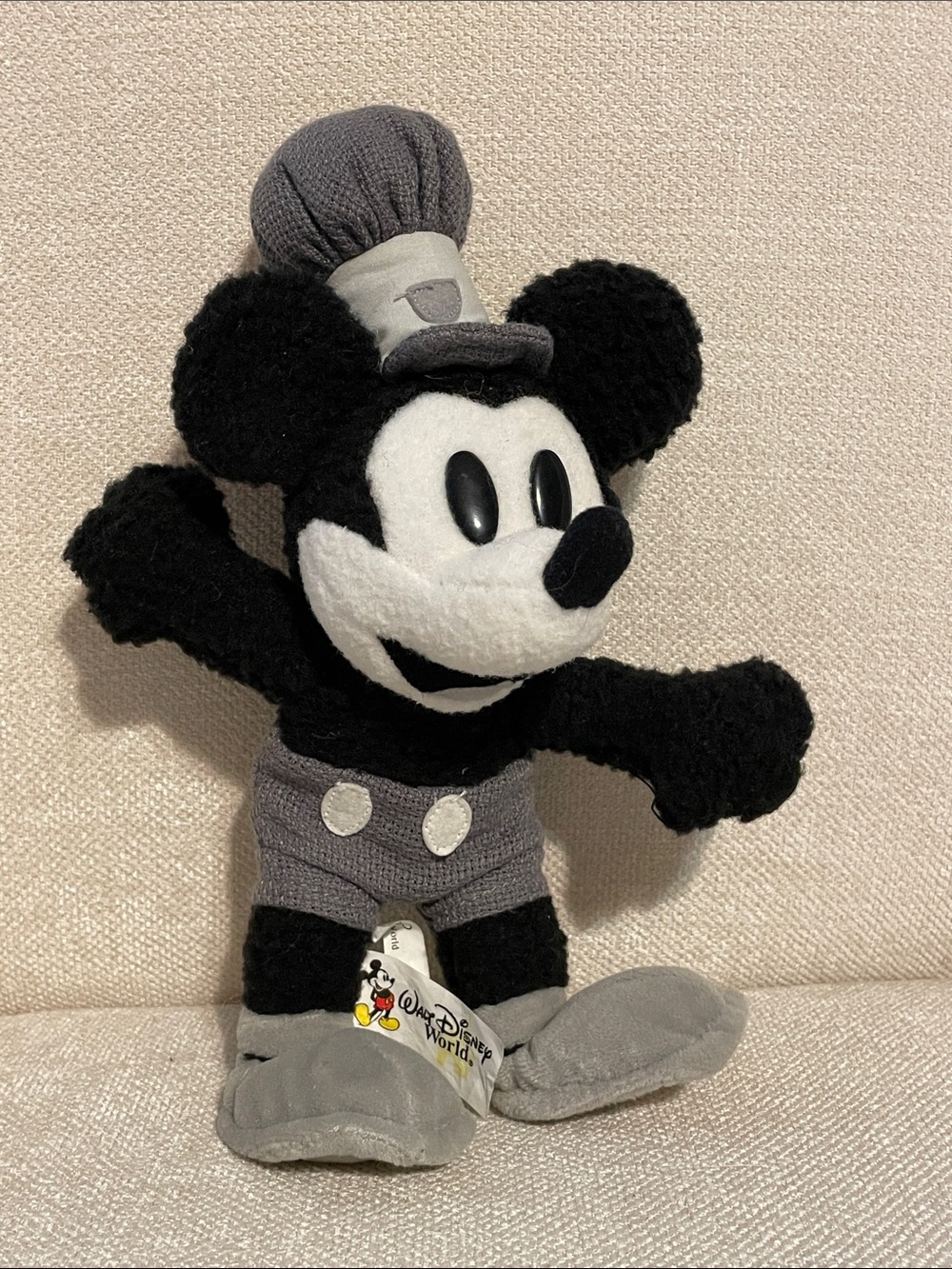 Original Disney Black & Gray Mickey Mouse Plush Toy with Top Hat